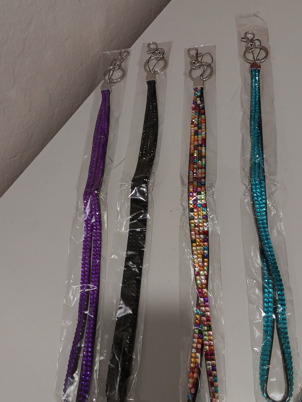 Rhinestone Keychain Lanyards - Purple, Black, Multicolor, Teal